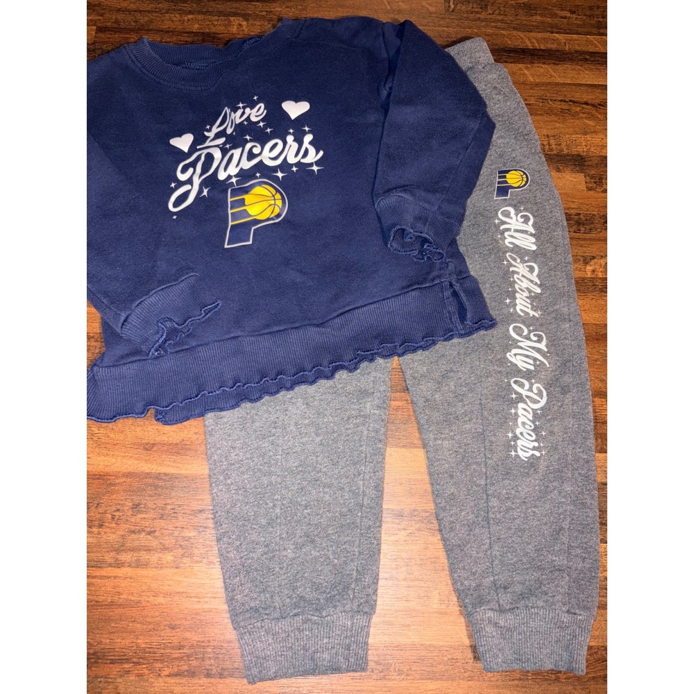 NBA Indiana Pacers Kids Fleece Sweatshirt Sweatpants‎ 2-Piece Set Blue Gray 6X
